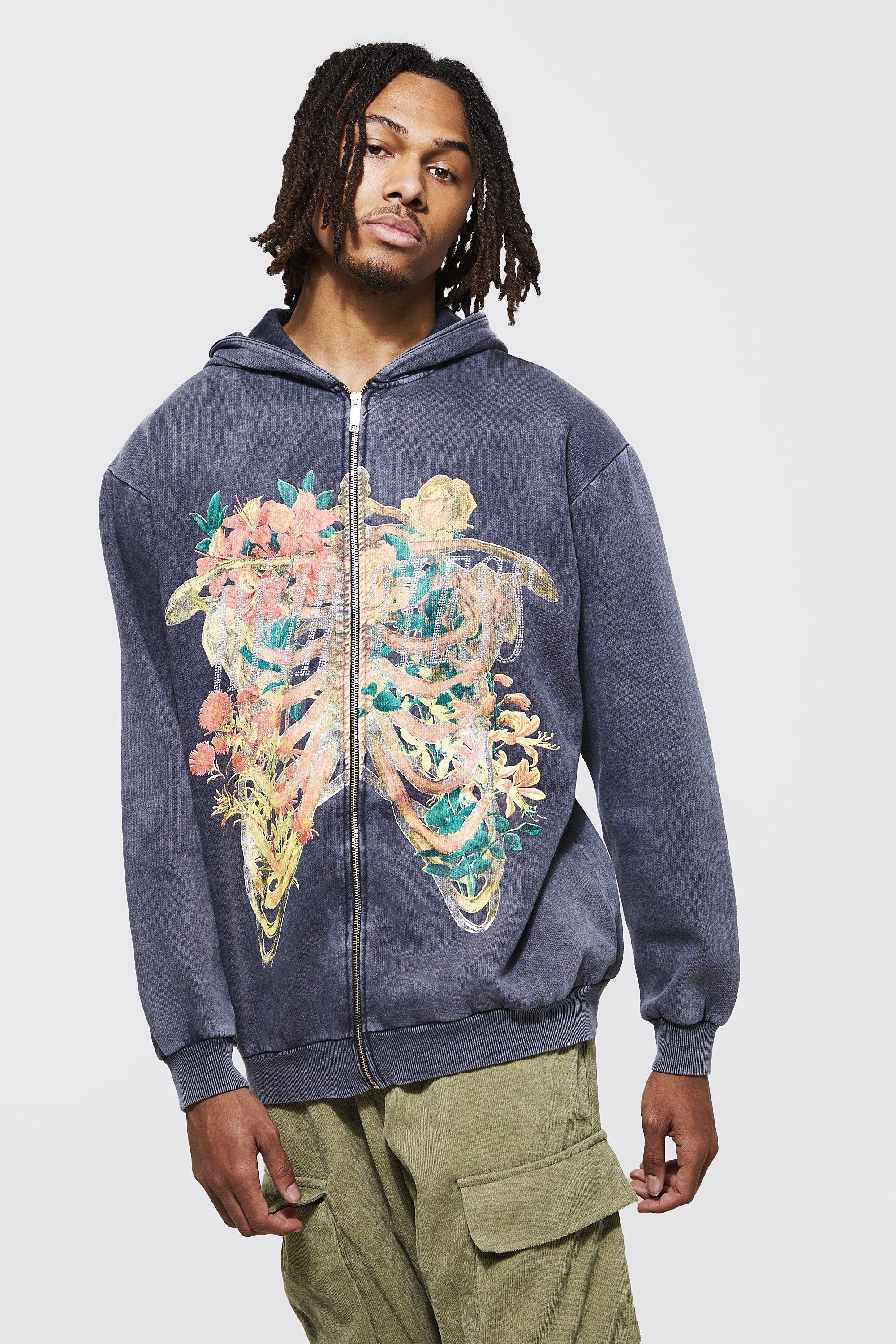 Boohooman acid wash discount hoodie